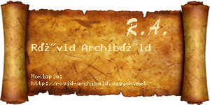 Rövid Archibáld névjegykártya